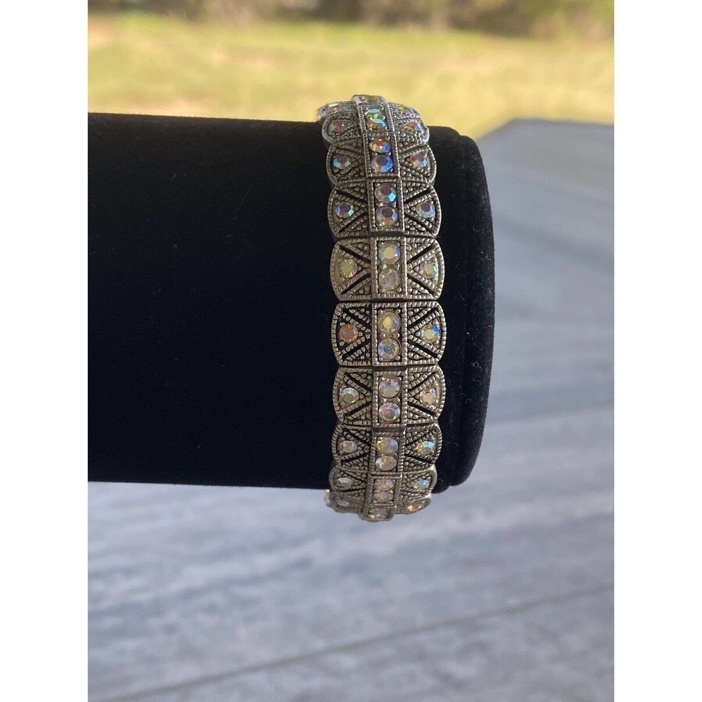 Bracelet Stretch Rhinestones Silverstone Vintage